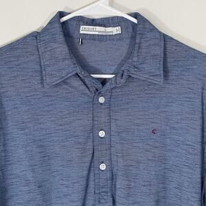 Criquet Long Sleeve Polo Shirt Mens Large Blue Cotton Blend Performance